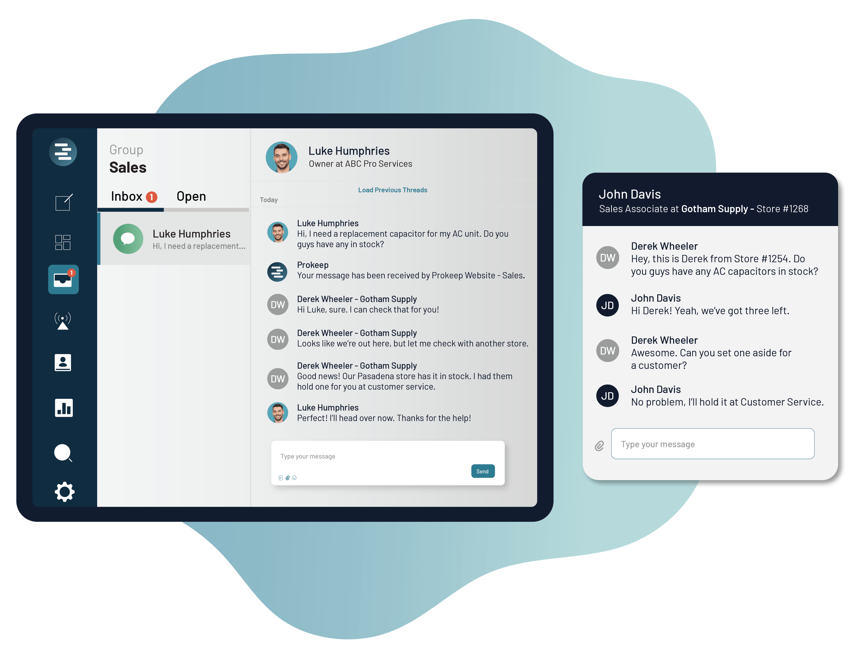 Team Messaging | Prokeep Customer Experience Software